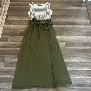 Striped Olive Maxi Dress